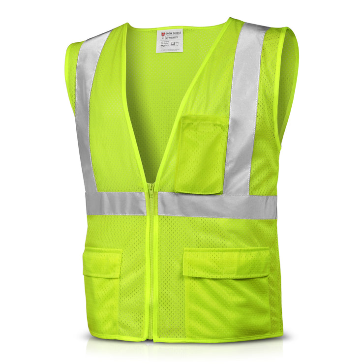 Flame-Resistant Class 2 ANSI Safety Vest - Hi-Viz Green