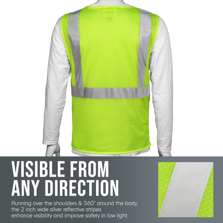 Flame-Resistant Class 2 ANSI Safety Vest - Hi-Viz Green