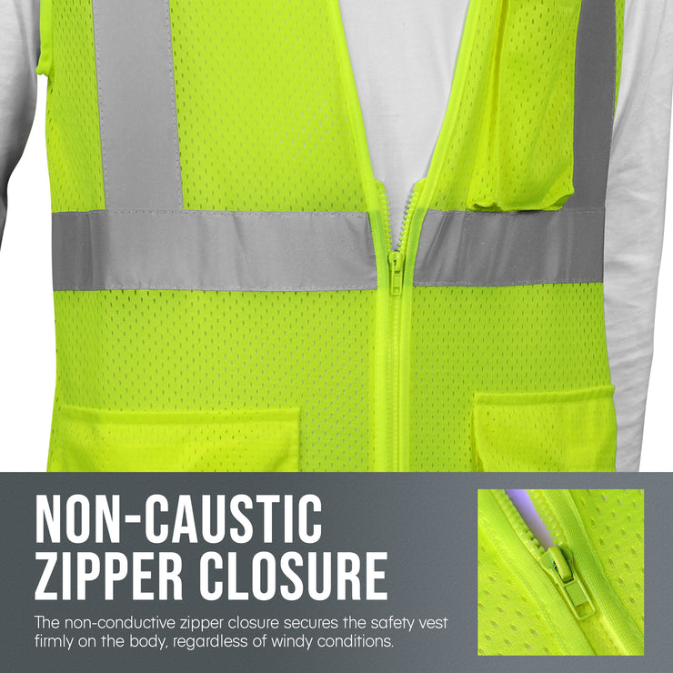 Flame-Resistant Class 2 ANSI Safety Vest - Hi-Viz Green